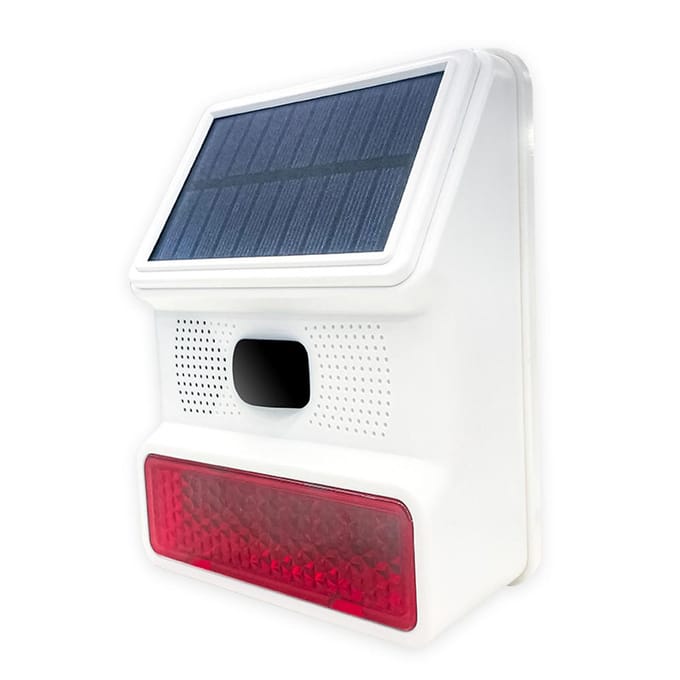Solar Sound Stroboscoopalarm met 5 afstandsbedieningen Infraroodinductie Anti-interferentie IP65 16.4x12.4x5.9cm wit