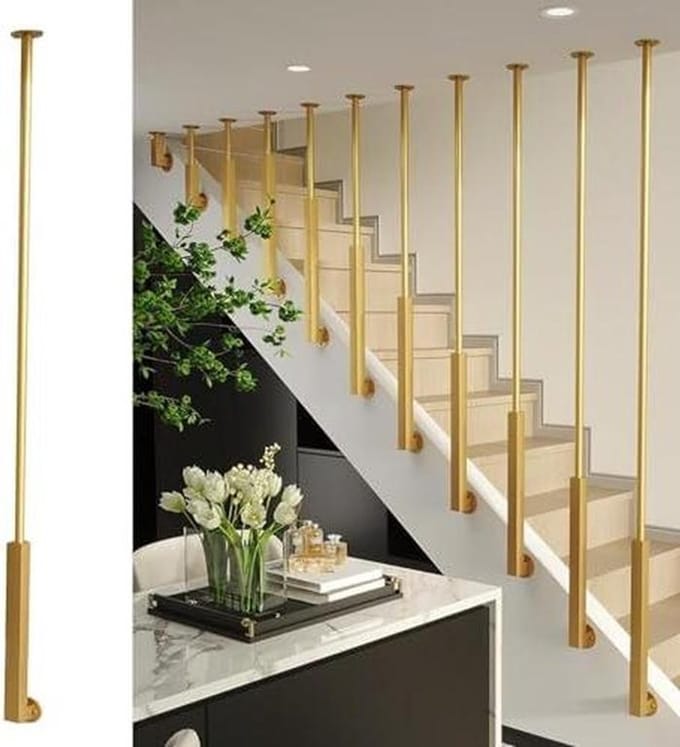 Trapspindels Balusters - Reling Onderdelen - Valpreventie Trap - Aanpasbaar Ontwerp - 06 m - Goud