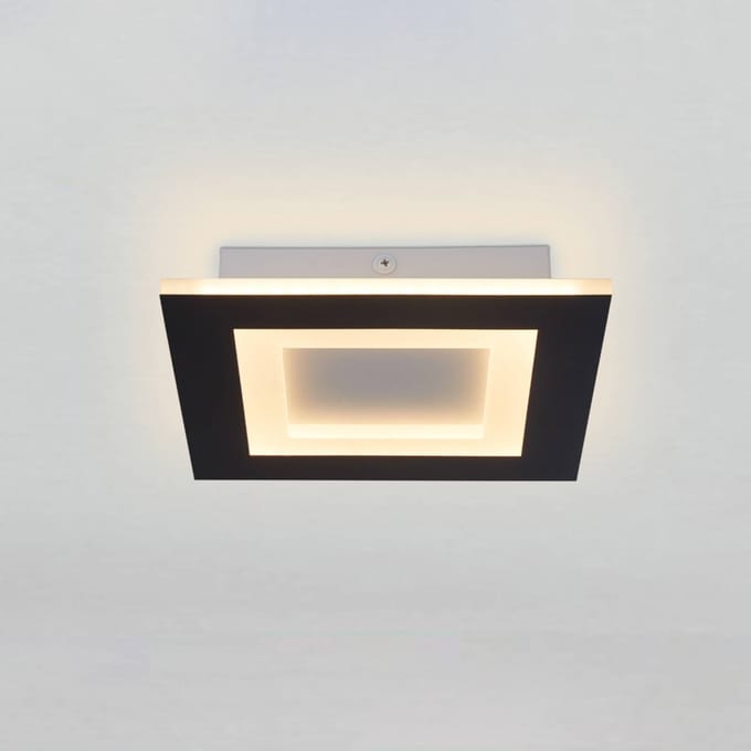 Searchlight LED plafondlamp Squary, lengte 25 cm, zwart/wit ijzer, CCT