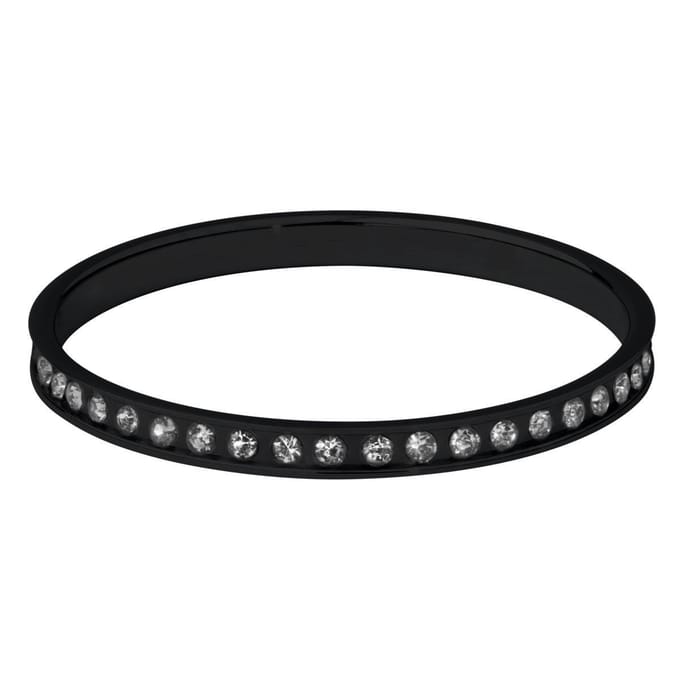 Quiges Stapelring Dames - Vulring Wit Zirkonia - RVS Zwart - Maat 19 - Hoogte 2mm