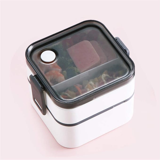 Lunchbox Student - Servies Set - Warme Maaltijd - Magnetron Geschikt - 15.8x14x11.6cm - Wit