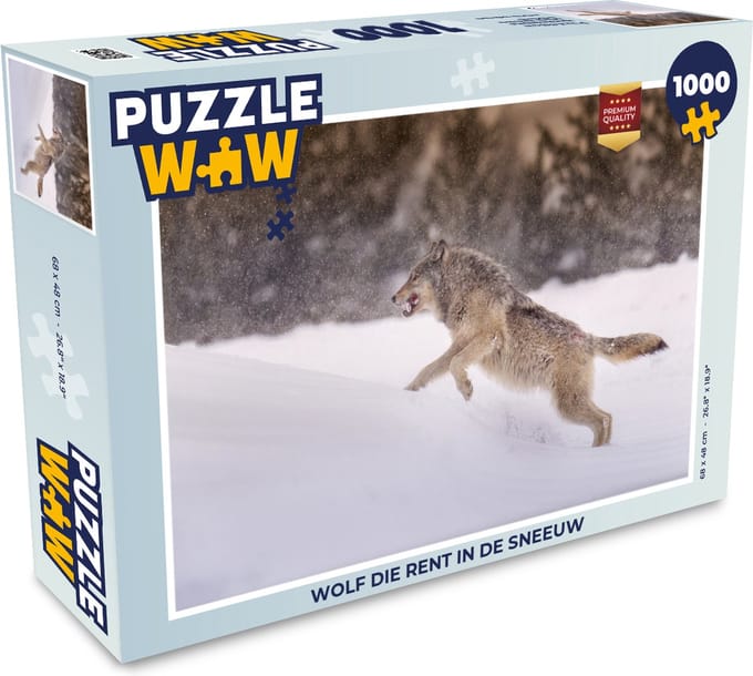 Puzzel Wolf die rent in de sneeuw - Legpuzzel - Puzzel 1000 stukjes volwassenen