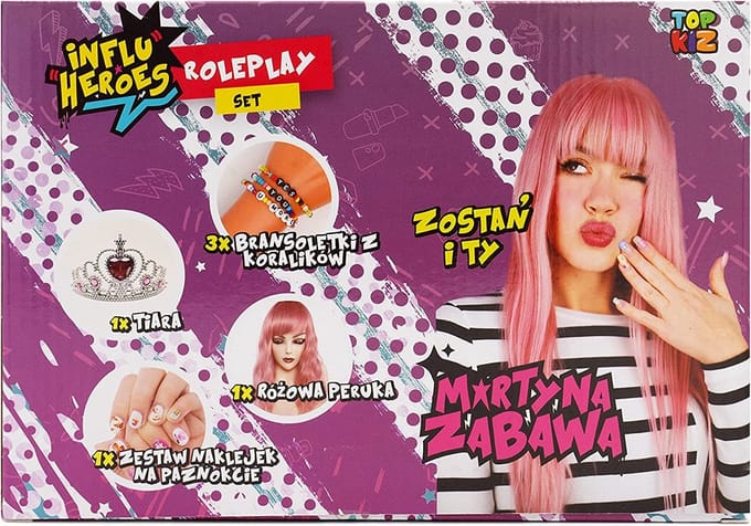 Influ Heroes - Martyna Fun verkleedde set | Pruik\ kroon\ stickers en armband