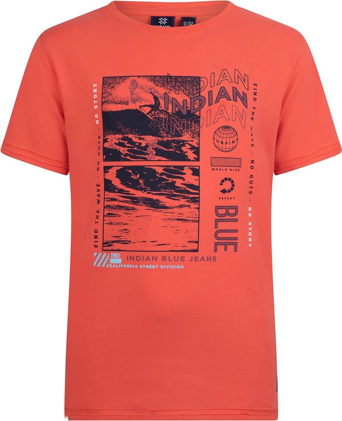 Indian Blue jongens t-shirt California Red Orange