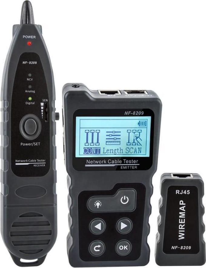 Dexters® Netwerk Kabel Tester | Kabelzoeker | Cat5 / Cat6 Zoeker | Spanning en Stroom | 600 m