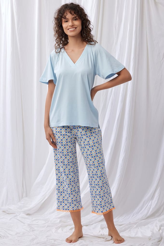 Lords & Lilies pyjama dames - lichtblauw - 251-50-XPG-Z/888 - maat M