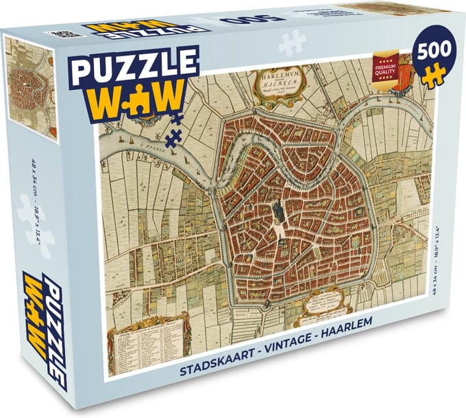 Puzzel Stadskaart - Vintage - Haarlem - Legpuzzel - Puzzel 500 stukjes - Plattegrond