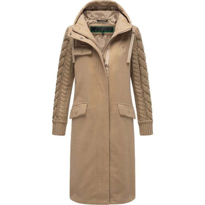 Navahoo Knit Babe dames wintermantel met gebreide mouwen