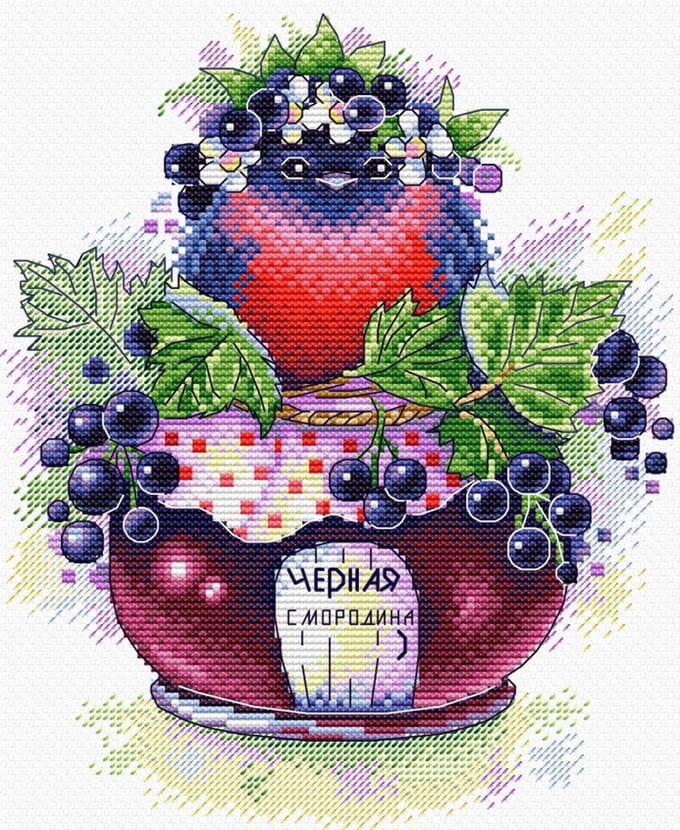 Borduurpakket MP_STUDIA - Singing Currant -  Zingend Roodborstje - telpatroon om zelf te borduren