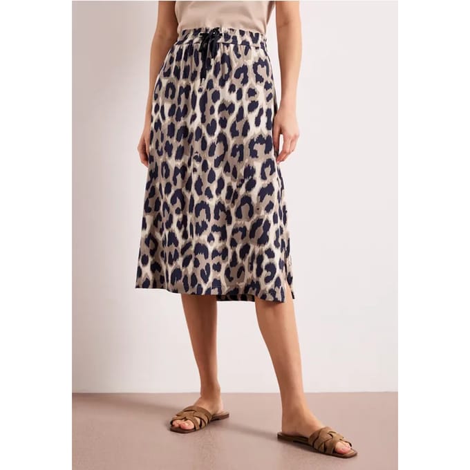 Midi-rok met elastische tailleband en print