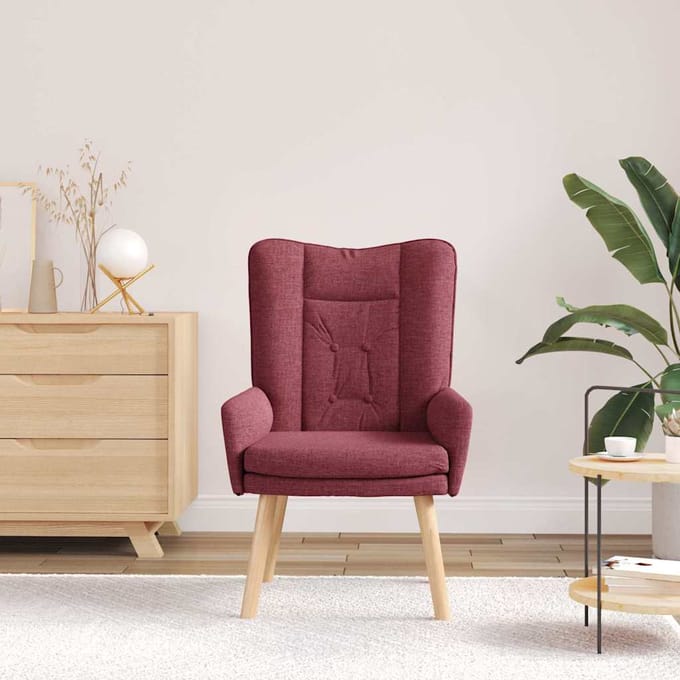 vidaXL - Fauteuil - Wijnrood - 63 - x - 67 - x - 94 - cm - Stof - en - multiplex