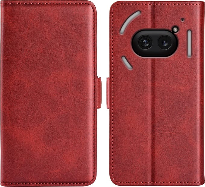 MobyDefend Hoesje - Geschikt voor Nothing Phone (2a) / Nothing Phone (2a) Plus - Luxe Wallet Book Case (Sluiting Zijkant) - Rood