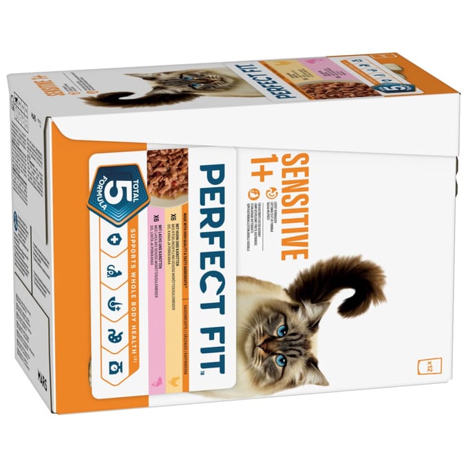 Perfect Fit Sensitive 1+ - Dubbelpak: Kip & Zalm (24 x 85 g)