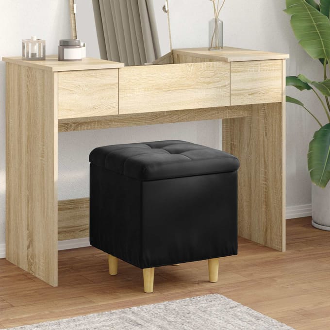 vidaXL - Ottoman - met - opslag - Zwart - 40 - x - 40 - x - 45 - cm - Fluweel