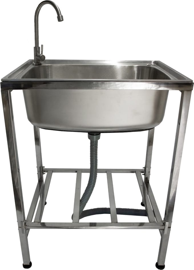 Mobiele camping wasbak - rvs - 60x45x79cm - verstelbare pootjes
