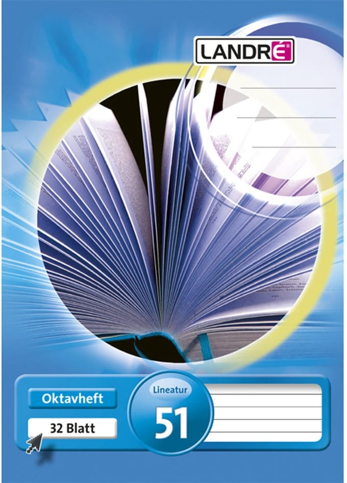 LANDRÉ octaafboekje DIN A6, gelinieerd, 70 g/m2, 32 vel