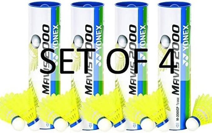 YONEX Mavis 2000 Nylon Geel Badminton Shuttle (4 tubes pkg)
