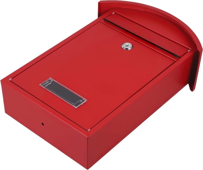 Afsluitbare Brievenbus - Brievenbus Buiten - Post Veilig Opslaan - Robuuste Buitenstructuur - 36x25x10 cm - Rood