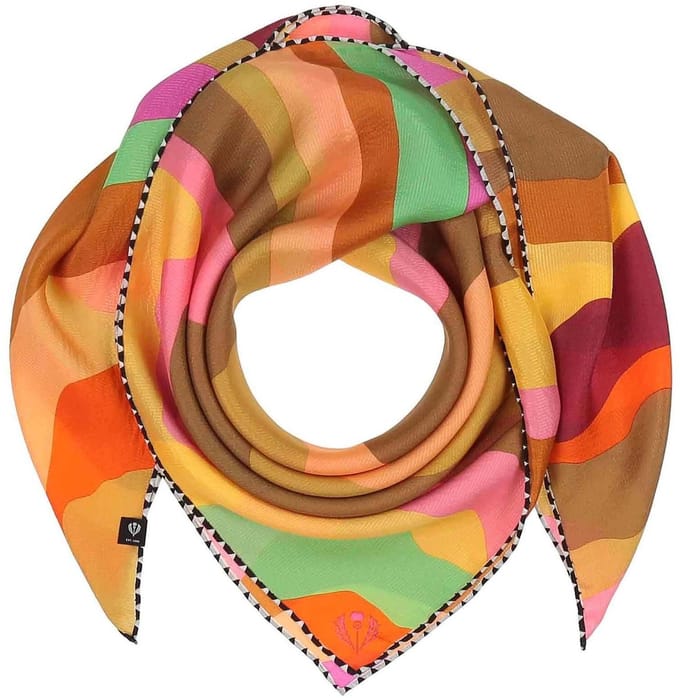 FRAAS sjaal Silk Crepe Scarf In Wave-Design Exotic Orange veelkleurig