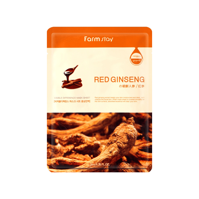 [Promotie] Farm Stay - Visible Difference Mask Sheet - Red Ginseng - 1stuk