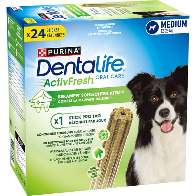 48 Sticks Purina Dentalife Active Fresh Tägliche Zahnpflege-Snacks für mittelgroße Hunde Hundesnacks