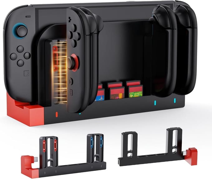 Oplaadstation voor Switch 2 JoyCons - 4 controllerposities - magnetisch ontwerp - ideaal voor multiplayer sessies - ShopVlot