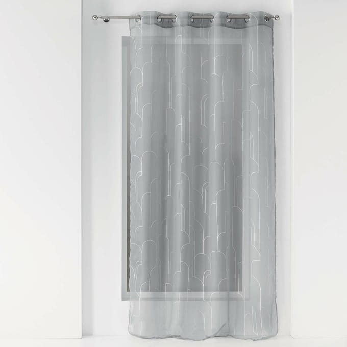 Glasgordijn 140 cm x 240 cm Silver Clouds Grey