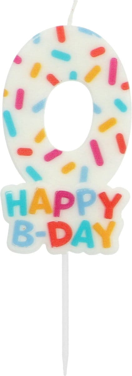 Folat - Kaars cozy sprinkles cijfer 0 - 7 cm