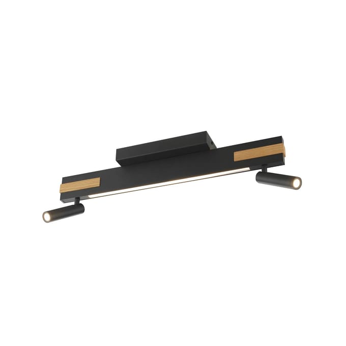 Brilliant LED plafondspot Streamline, lengte 60 cm, zwart, 2-lamps.