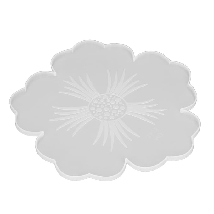 Moule en Silicone Réutilisable Élastique DIY Colle Cristal Fleur Dessous de Verre Plateau Moule en Silicone Pour la Maison white