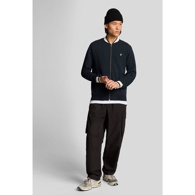 Lyle & Scott Half Tipped Jersey Bomber Dark Navy Größe: M | Bomberjacken Outlet | Herren | Blau