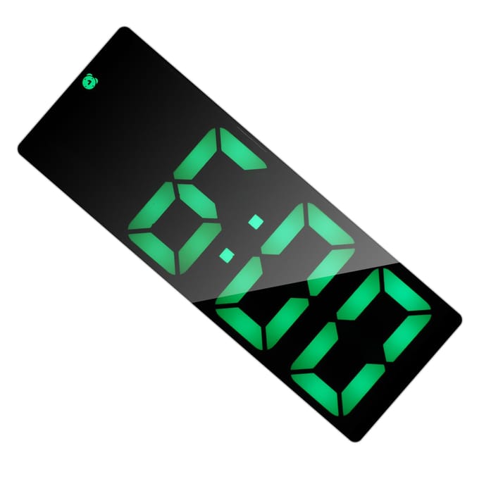 Elektronische Klok LED Display Digitaal Spiegel Wekkers Batterij PlugIn Dubbel Gebruik 0712 gray