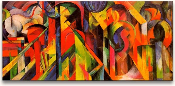 Handgeschilderd olieverfschilderij - olieverf op canvas - Franz Marc 'Stallen'
