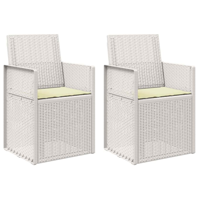vidaXL - Tuinstoelen - 2 - st - Wit - en - crèmekleurig - PP