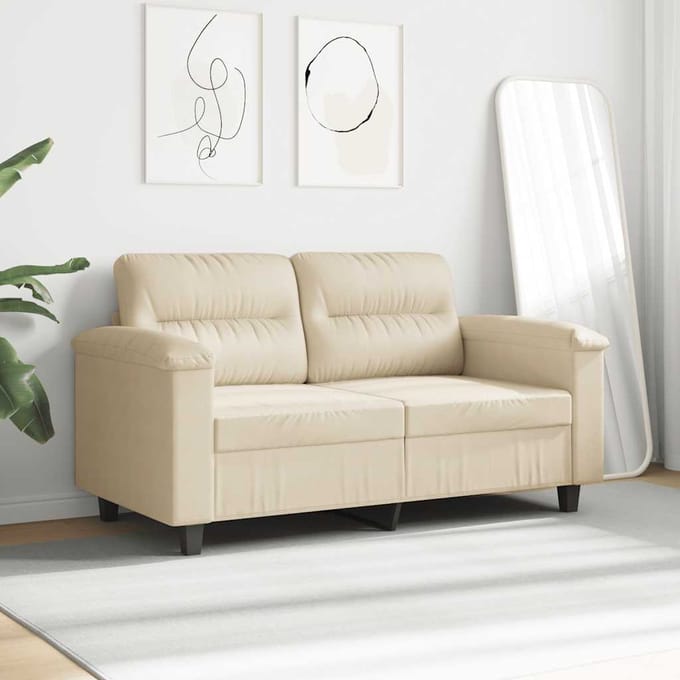 vidaXL - Tweezitsbank - 140 - cm - microvezelstof - crème
