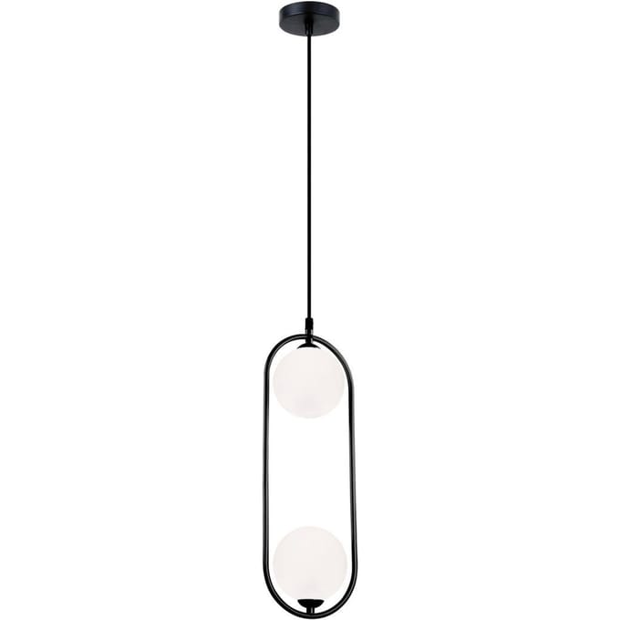 Viokef Hanglamp Fancy, 2-lamps, zwart