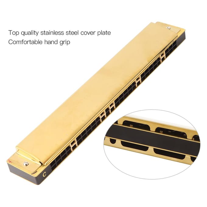 C Toon Mondharmonica 28 Gaten Breed Bereik Polyfonie Type Roestvrij Staal ABS Materiaal Mondorgel Goud goud
