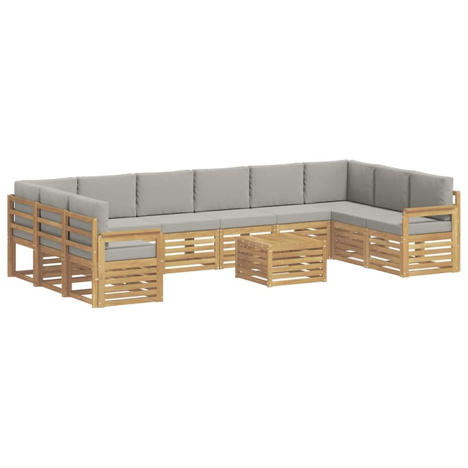 vidaXL - Buiten - bank - set - 8 - st - Wit - en - lichtgrijs - Polyester