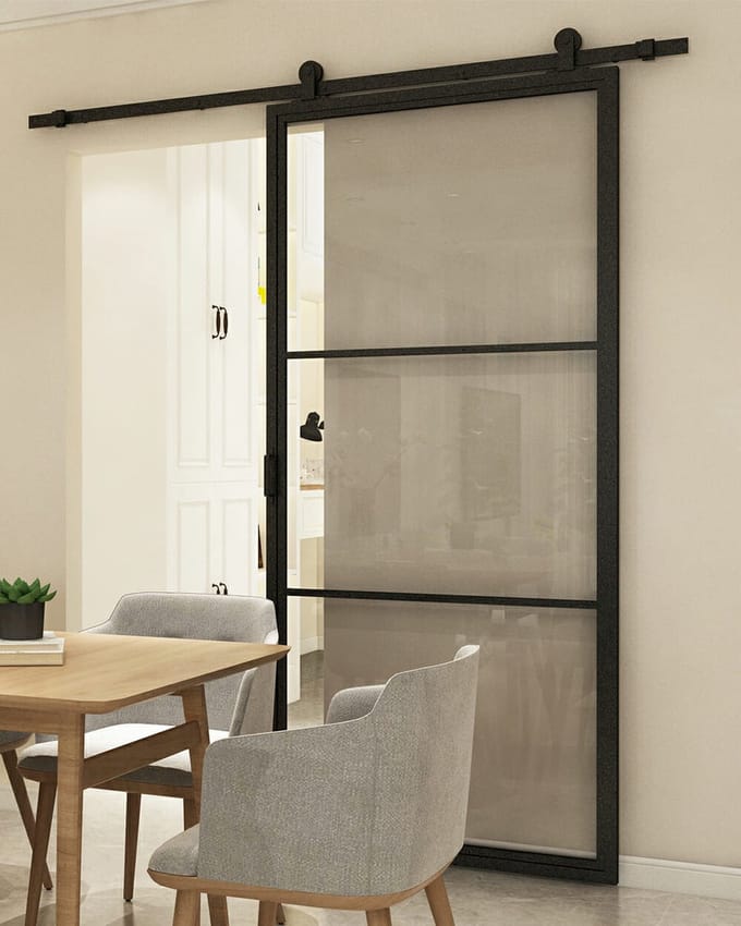 Barnwoodweb Schuifdeursysteem Bovenop - Complete set - 155 cm rail - Zwart