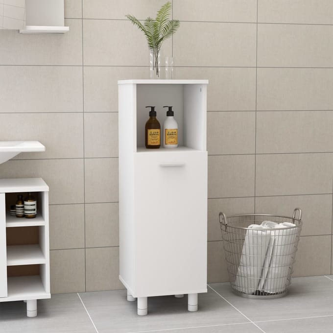 vidaXL - Badkamerkast - 30x30x95 - cm - bewerkt - hout - wit