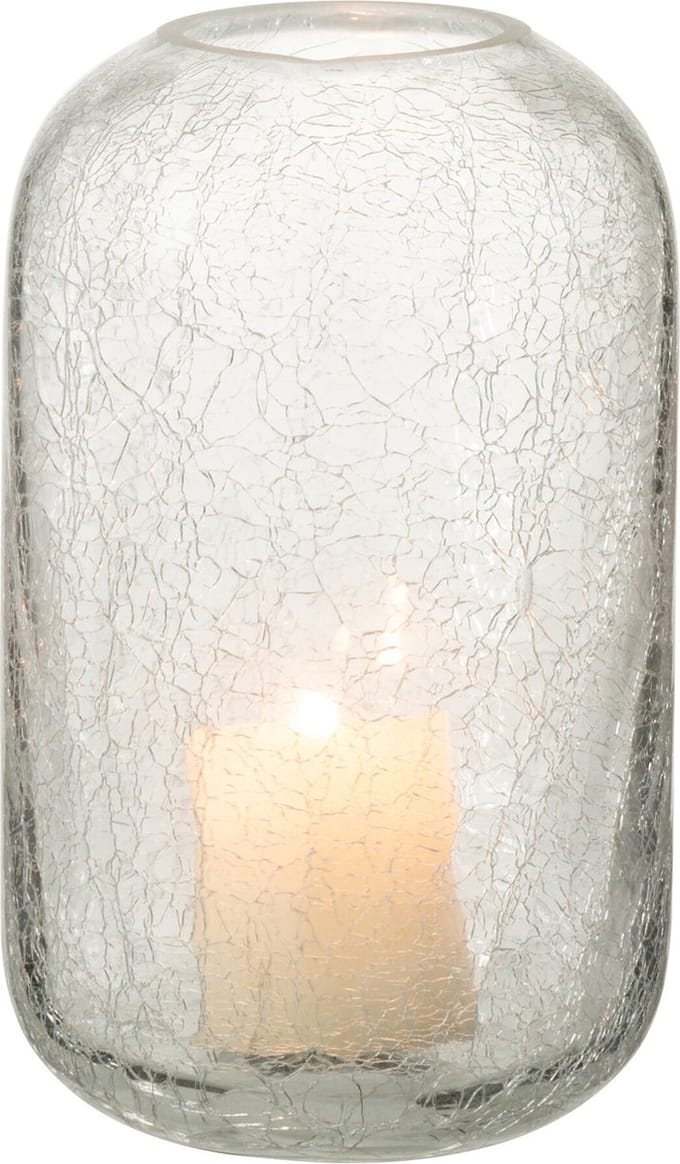 J-Line windlicht Craquelé - glas - transparant - small