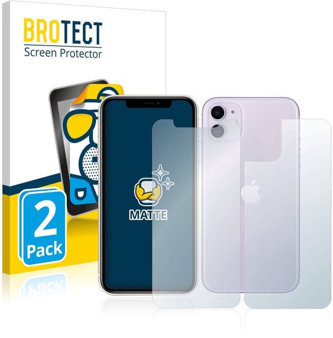 BROTECT - Screenprotector voor Apple iPhone 11 (Voor+Achter) - Folie Beschermfolie matte 2 Stuks