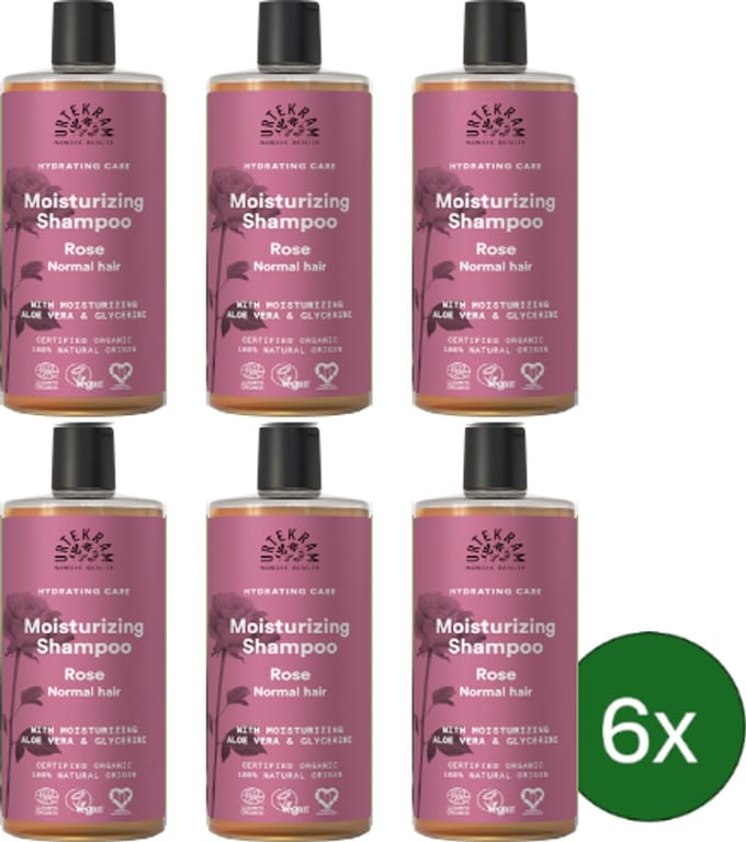 Urtekram Rozen Shampoo (Normaal Haar) – 500 ml – Multipack met 6 stuks