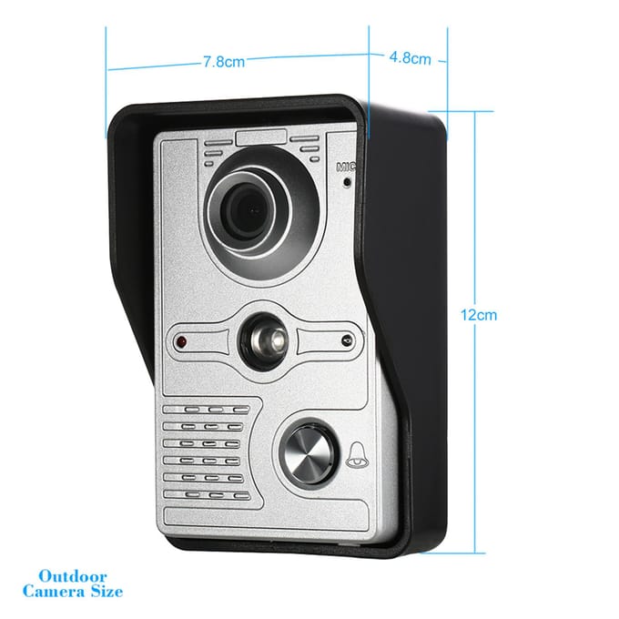 7 inch bedrade videodeurbel-binnenmonitor met IR-CUT regendichte buitencamera, visuele intercom EU Plug