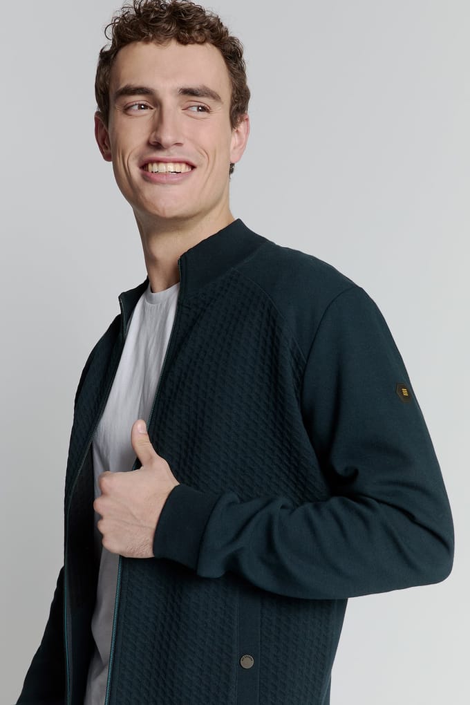 No Excess Sweater Full Zipper Jacquard Mix Night Größe: S | Pullover Outlet | Herren | Schwarz
