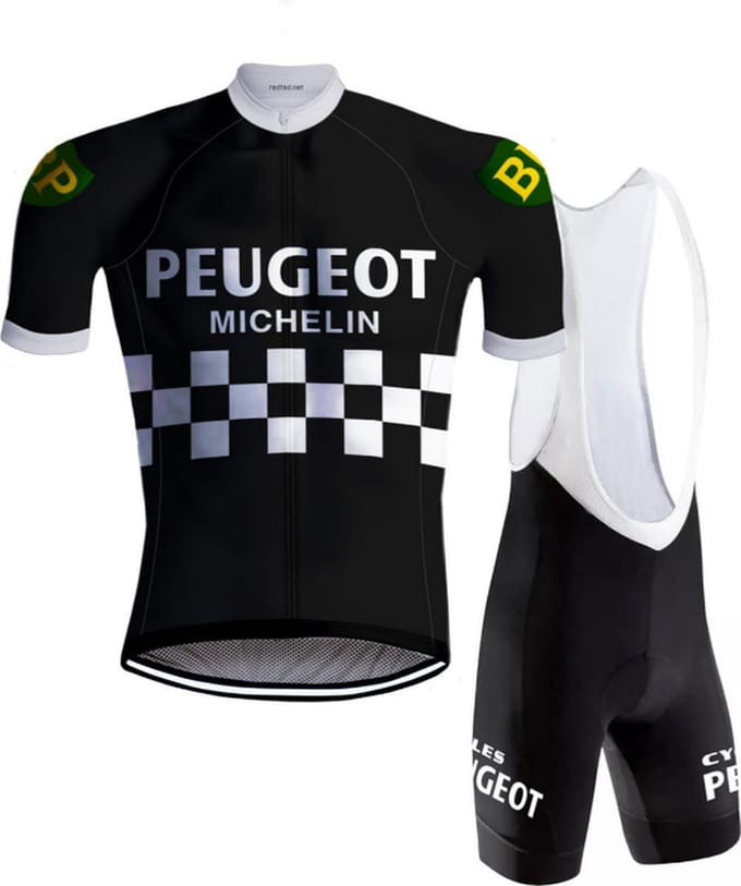 Retro Wielertenue Peugeot Zwart/Wit - REDTED - S