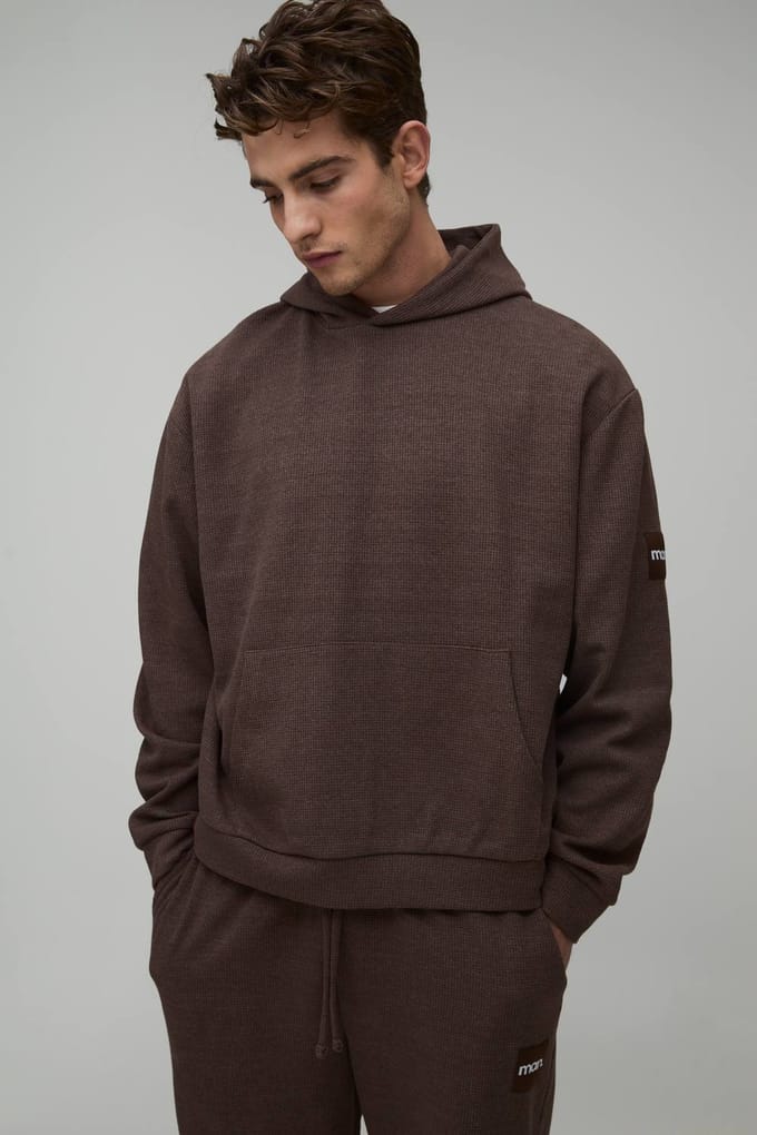 Oversized Boxy Wafel Capuchon Trainingspak | Dark Brown | Size Medium
