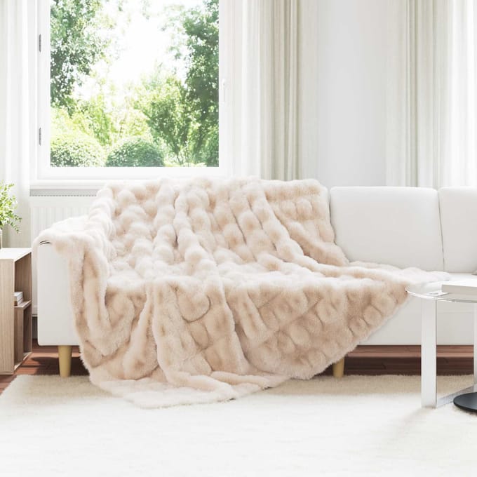 vidaXL - Antislip - deken - van - imitatie - konijnenbont - Olite - Beige - Polyester