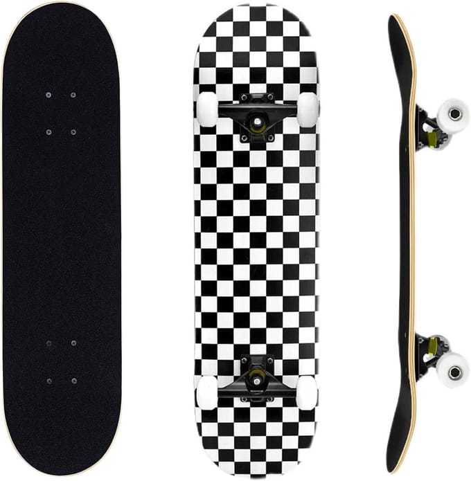 Compleet skateboard voor beginners - 80 x 20 cm, Double Kick Deck met 7 lagen