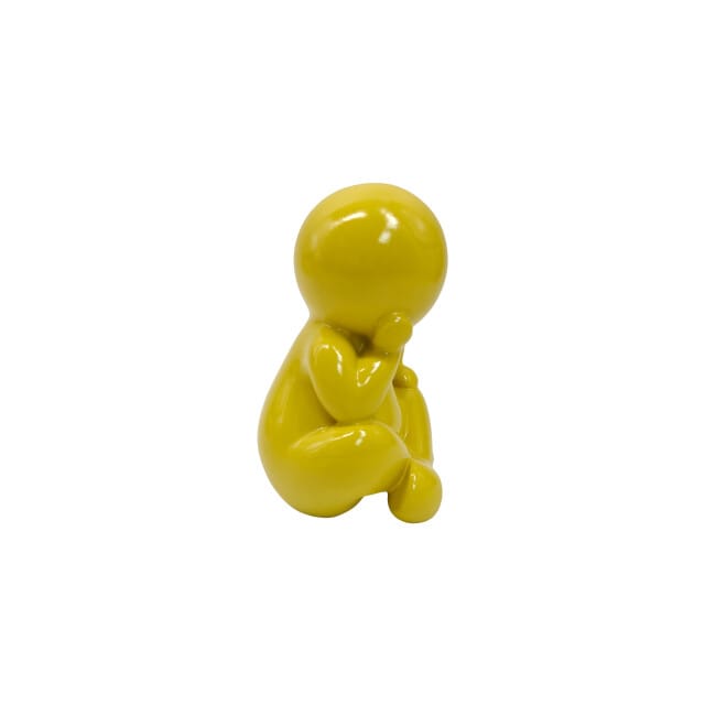 Present Time Ornament Amigo Sitting Medium - Goudgeel - 11.3x10.2x16.3cm - Modern - Kunststof